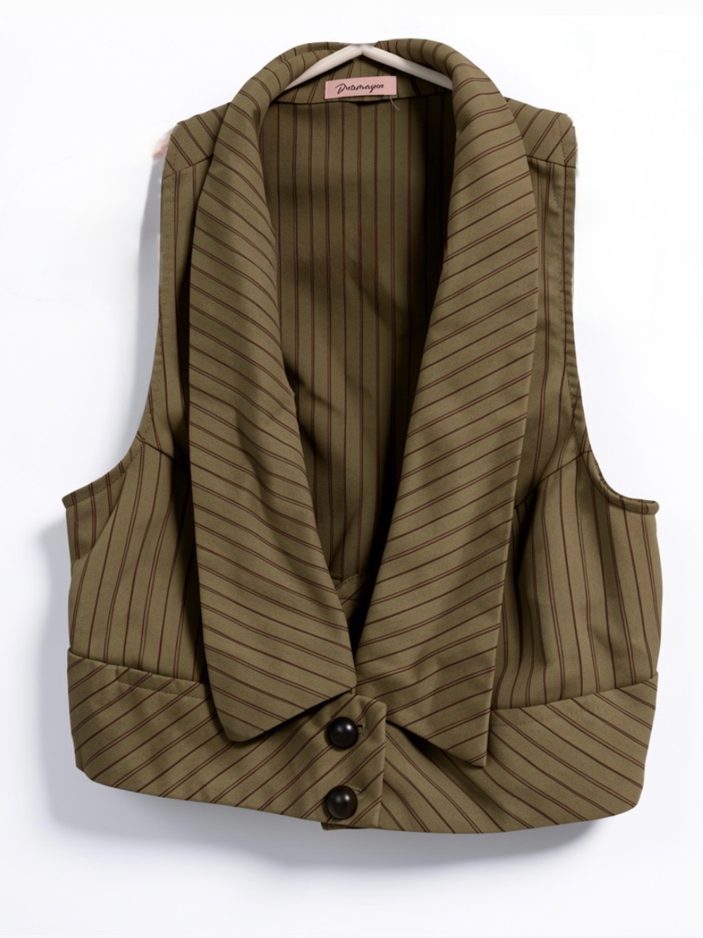 Pretty Striped Brown Button Down Vintage Vest Size Medium Papaya